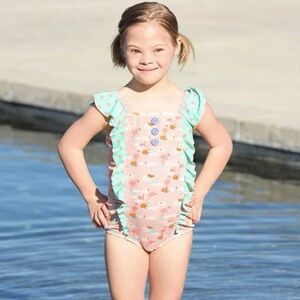 Matilda Jane Flamingo Print One Piece Swimsuit Size‎ 4